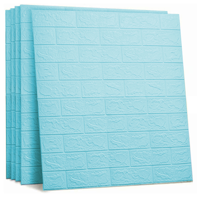 雑貨 3D 壁紙 レンガ調 DIYクッション シール 立体 壁用 レンガ 貼るだけ 壁材 ブリック リアル風 壁用 タイル 壁紙60枚セット ブルー