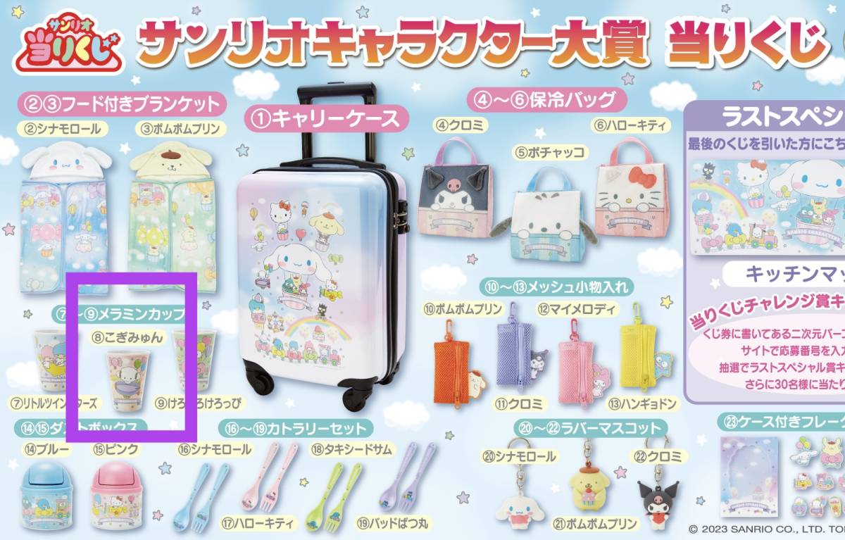 ☆☆サンリオ　キャラクター大賞　当りくじ　（８　メラミンカップ　こぎみゅん）☆☆新品　未開封　★喫煙者ペットはいません