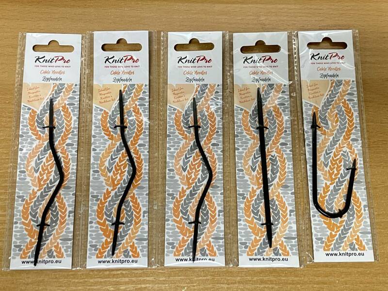 KnitPro ニットプロ metal cable needle メタルケーブルニードル JHook center scoop double pointed 合計5個　送料無料♪