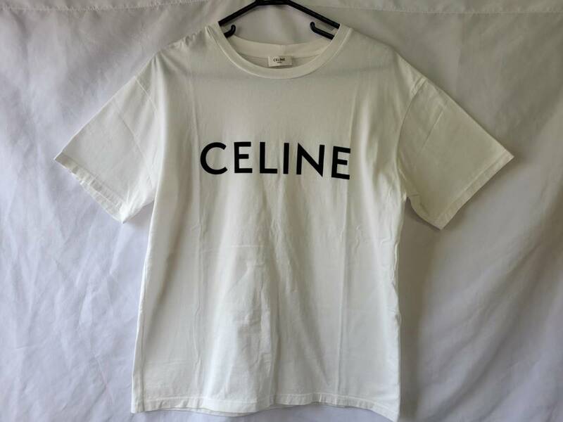 セリーヌ Tシャツ 半袖 ホワイト 文字ロゴ サイズXS メンズ コットン CELINE