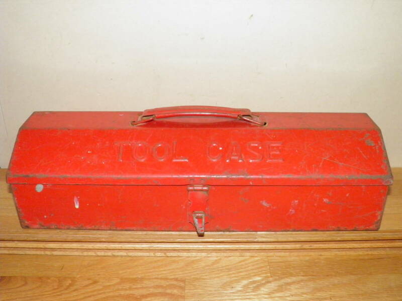 古い工具箱 TOOL CASE 40x15x10.2cm 赤色 錆あり(検索 ツールボックス道具箱シャビーシック工業デザイン男前インテリア