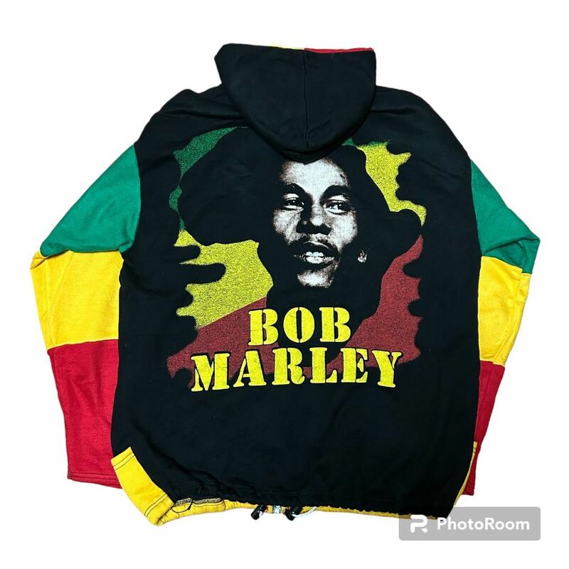 中古品 イタリア製 BOB MARLEY パーカー XL ラスタカラー