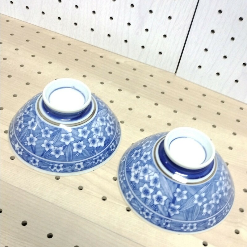 k0159 お茶碗2個セット 藍染 桔梗 水仙