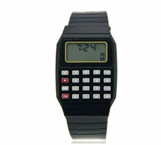 ブラック　電子　電卓　計算機　腕時計　子供　シリコン　送料無料　デザインランダム