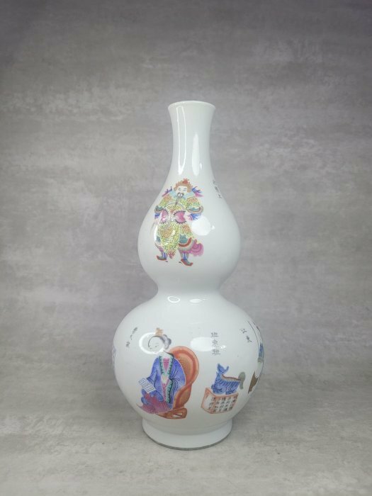 中国 唐物 古瓷 時代物 大清道光年製款 無雙譜葫蘆瓶