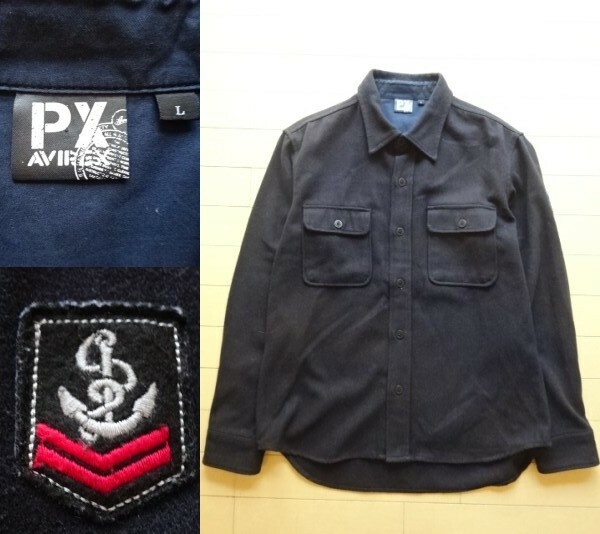 【PX AVIREX】US NAVY 長袖 CPO シャツ ネイビー SIZE:LARGE (アヴィレックス,ミリタリー,上野商会)