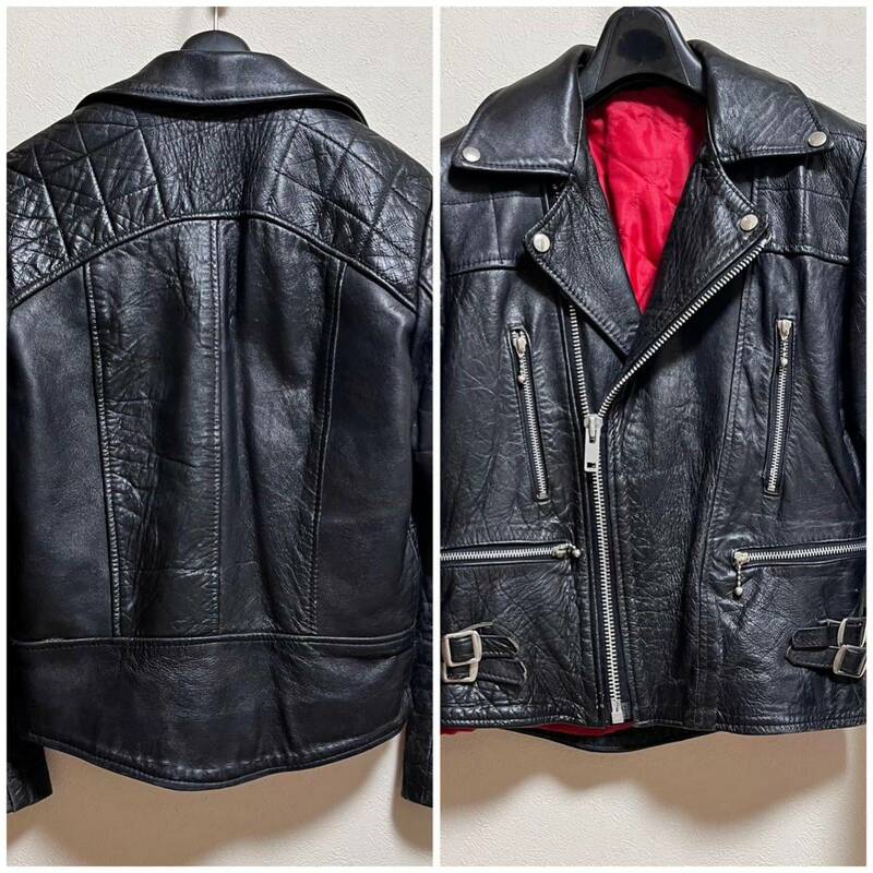 70s ライダース ジャケットDISCHARGE Real Leather ロンジャン パンク ハードコア ヴィンテージ ルイスレザー ルイスレザー 666 ラロッカ