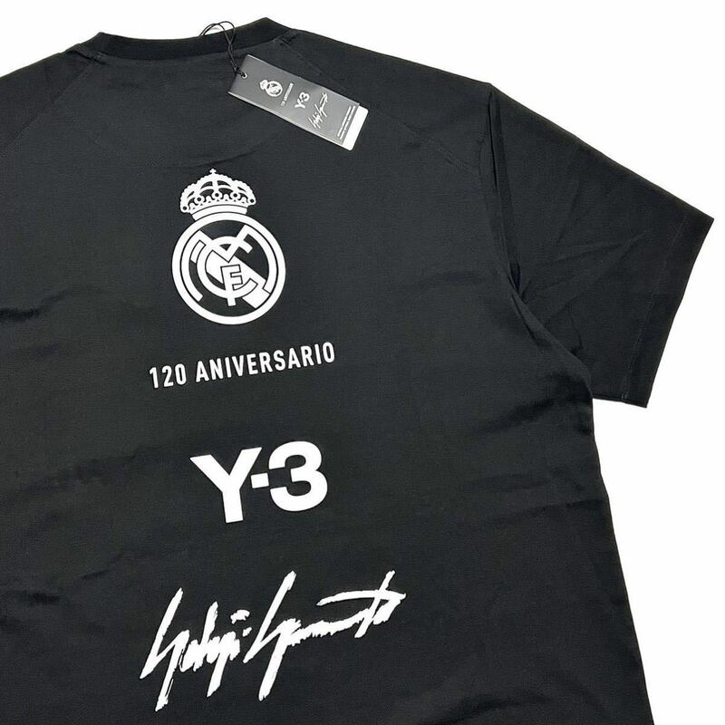 L 新品 Y-3 レアルマドリード 120周年記念 限定 Y3 コラボ ロゴ Tシャツ ブラック Real Madrid ワイスリー TEE adidas 黒 レアル サッカー