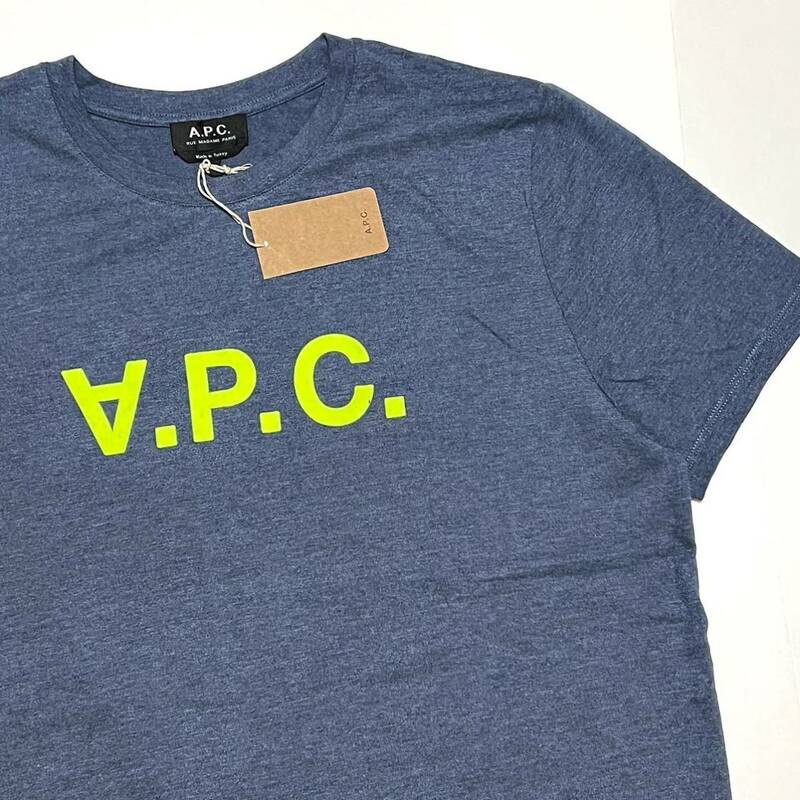 S 新品 A.P.C. アーペーセー VPC ロゴ Tシャツ 半袖 APC ネイビー フロント VPCロゴ ロゴT フロント ビッグロゴ 逆さ リバース