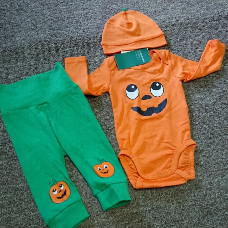 【新品】H&M▲ハロウィン♪パンプキン・かぼちゃロンパース・パンツ・帽子セット♪サイズ70