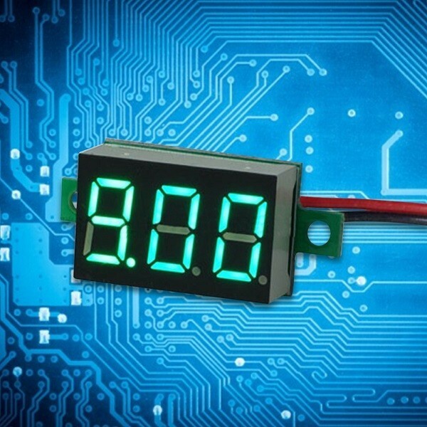 【新品】デジタル 電圧計 青 2線式 DC3.2v～DC30v Blue ブルー 電圧計測