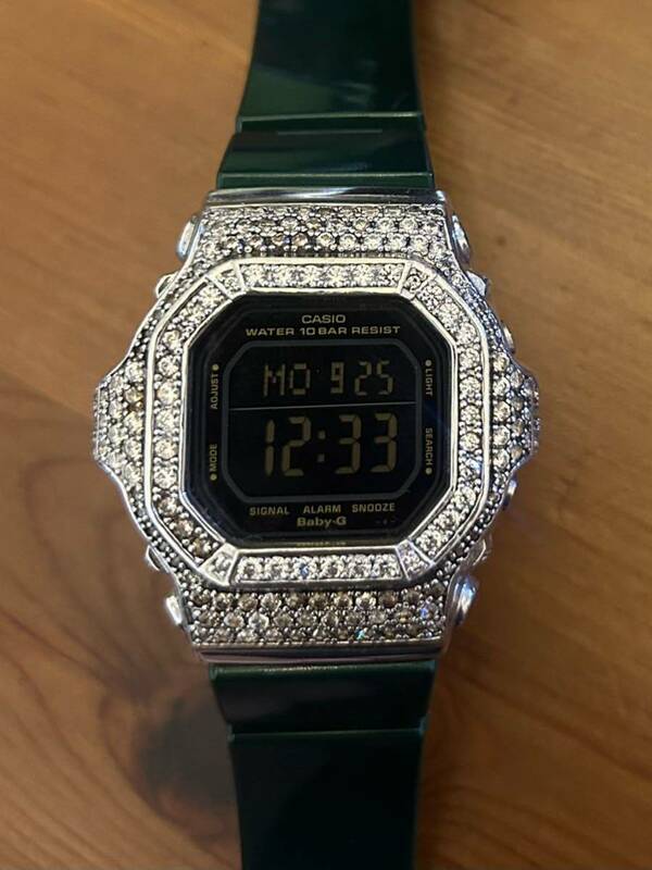 美品限定　Baby-G ベビーG シルバー925ジルコニアカスタムベゼル　BG-5603 CASIO カシオ G-SHOCK Gショック