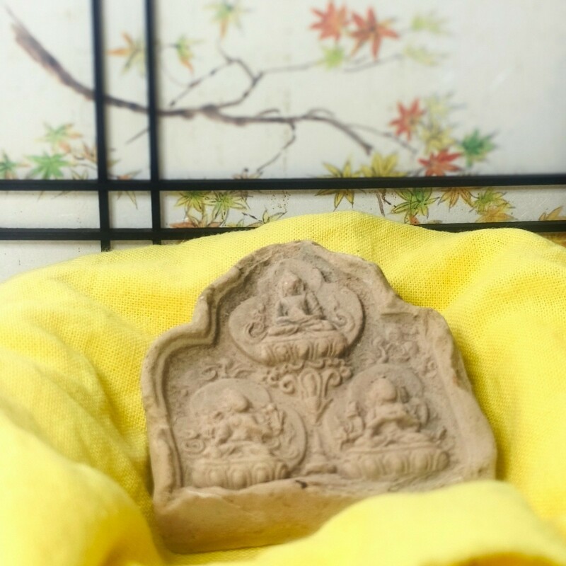 仏教美術品 三尊像 チベット密教 磚佛 風水グッズ 寺佛 時代物 寺院流れ 珍品