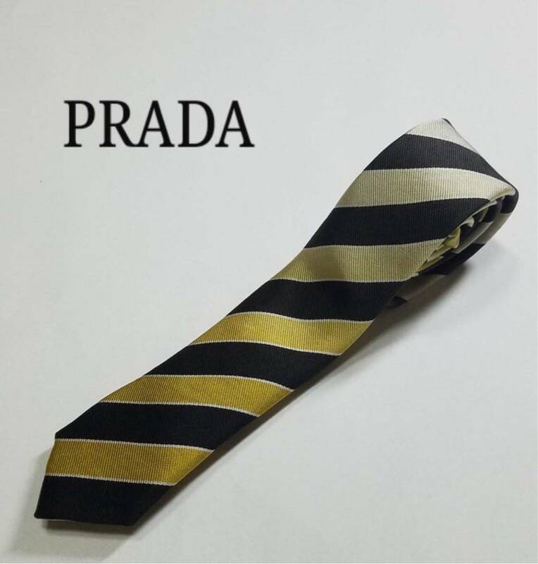 正規品美品 PRADA プラダ メンズ ネクタイ イタリア製 高級グラデーションストライプ シルク
