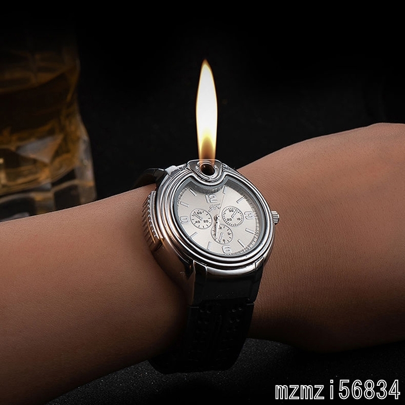 ■新品即決 腕時計 ライター ライター機能付時計 ファッション メンズ クォーツ腕時計 ライター シルバーホワイトギフト プレゼント