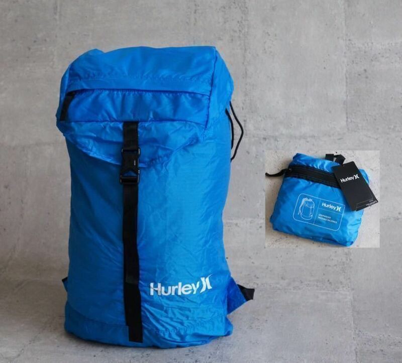 【Hurley ハーレー ／未使用】パッカブル バックパック Packer コンパクト 携帯用カバン 軽量 アウトドア／HZQ020434NS／ブルー／2W000055