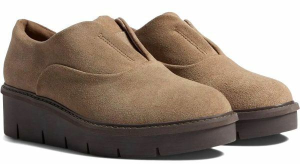 Clarks 21.5cm 軽量 ペブル スエード レザー ウエッジ オフィス ローファー パンプス サイドゴア スリッポン スニーカー ブーツ at50