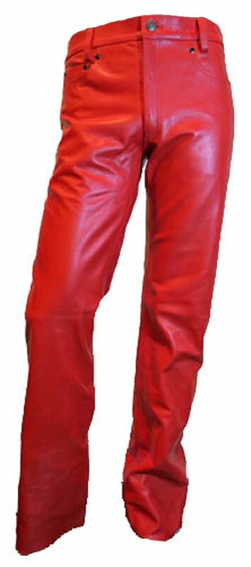 32INCH レザーパンツ 本革 牛革 赤 レッド 3875 RED メンズ 本革パンツ カウレザー 真っ赤 バイカー パンク ロック ヴィジュアル系