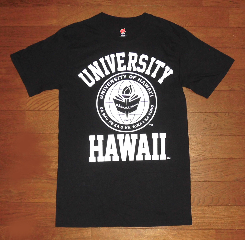 UNIVERSITY OF HAWAII ハワイ大学 Tシャツ 半袖 厚手 コットン Hanes ヘインズ ボディ BLK S 使用僅 美品/カレッジアメカジ