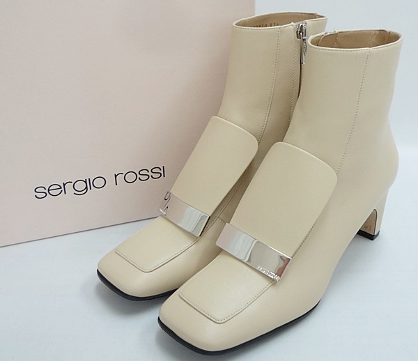S8 2022FW Sergio Rossi セルジオロッシ sr1 ブーティ 定価￥163900 ライトベージュ 37.5 アンクル ショート ブーツ