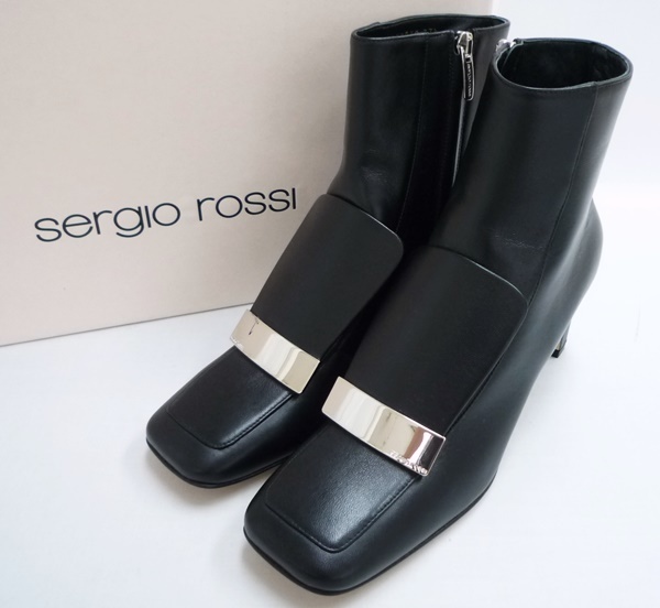 S8 2022FW Sergio Rossi セルジオロッシ sr1 ブーティ 定価￥163900 黒 ブラック 37.5 アンクル ショート ブーツ