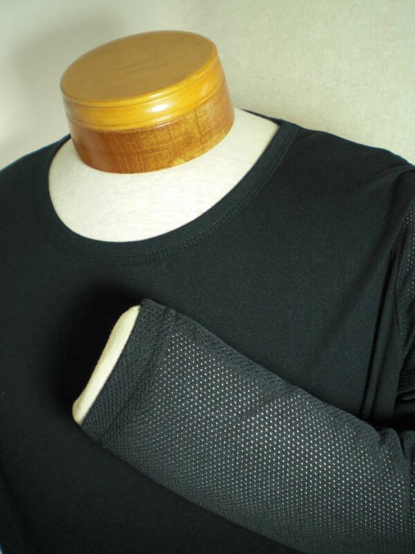 新品 2枚セット 涼しいメッシュ袖Tシャツ 長袖 Mサイズ 黒 ブラック インナー 放熱効果 通気性 涼しい アウトドア 釣り 農作業 レディース