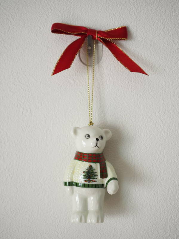 【Spode】クリスマス ツリー オーナメント くま クマ ベア 陶器製 スポード ハンドクラフト Handcrafted Bear Christmas Tree Ornament