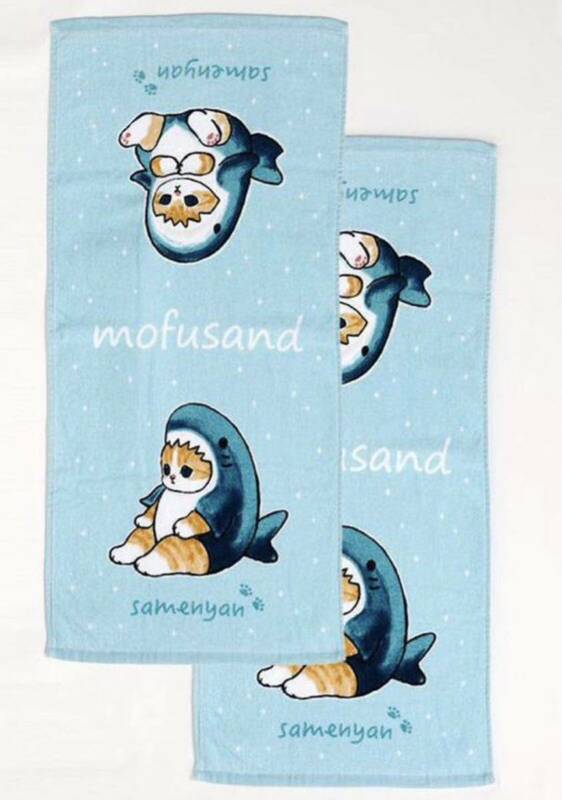 【新品】mofusand フェイスタオル　2枚組　モフサンド　サメにゃん　ねこ　ぢゅの　約34×75㎝　綿100%