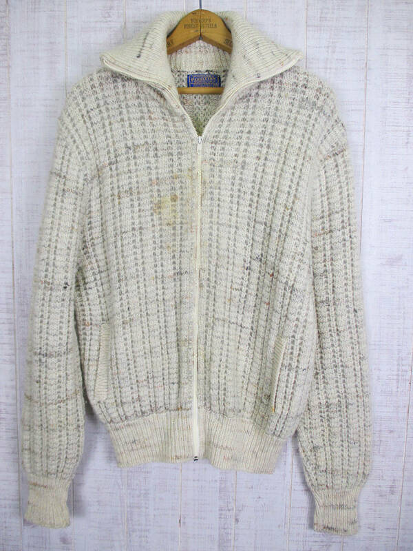 80's　PENDLETON　ペンドルトン　ビンテージ　ウール　ジップアップ　セーター　M　USA製　タロンジッパー