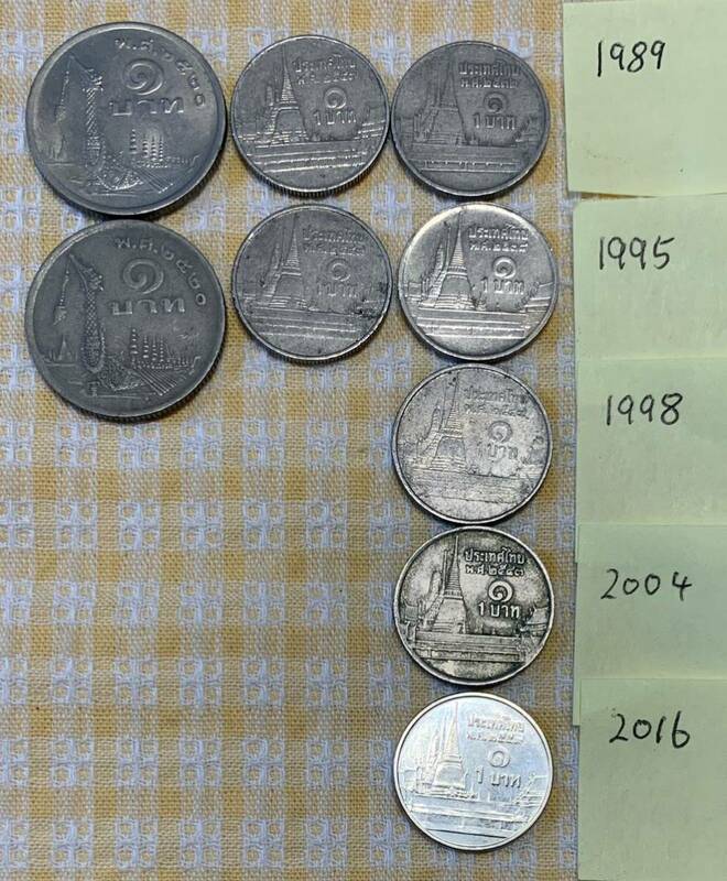 ● 【中古】タイ王国　1バーツ　硬貨9枚　コイン