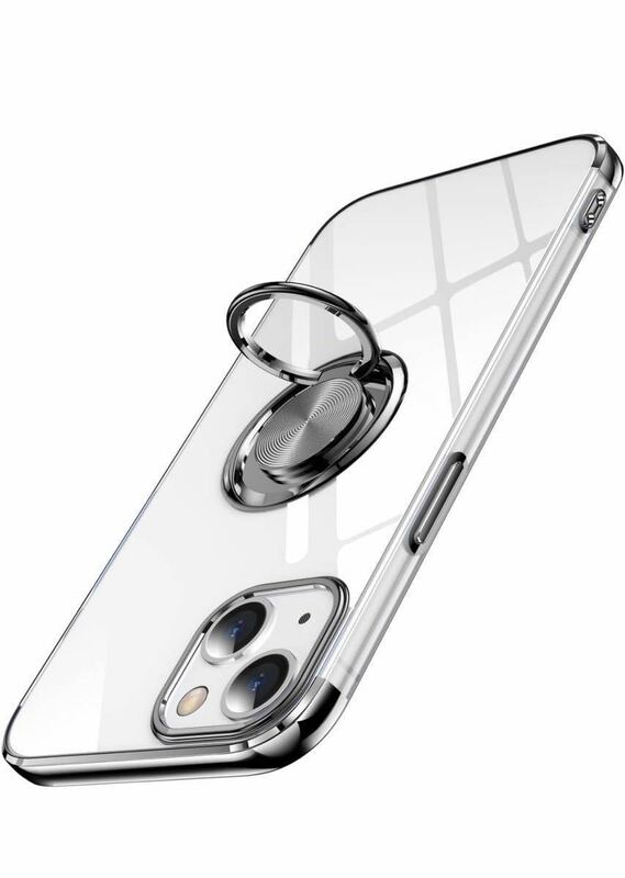 iPhone 15 Plus 適用 ケース クリア リング付き アイホン15 プラス カバー 透明 おしゃれ スマホケース メッキ加工 ソフトケース 耐衝撃