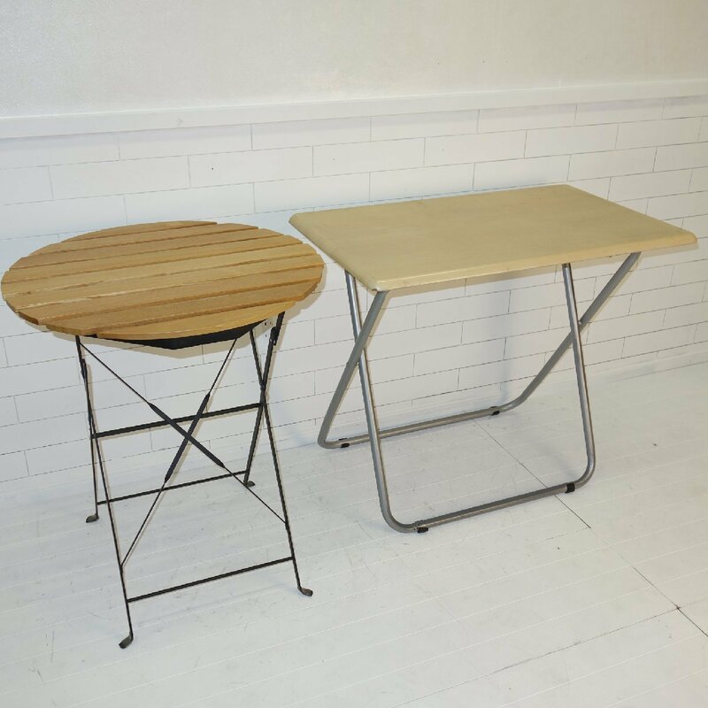 【２個セット】テーブル 丸テーブル フレームスチール 天板木材 アパレル店舗 雑貨店 什器 S82