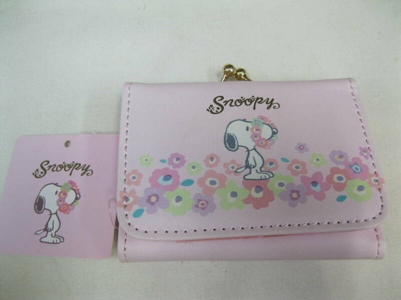 ★ SNOOPY PEANUTS スヌーピー 三つ折り財布 コンパクト ウォレット ピンク系★新品★