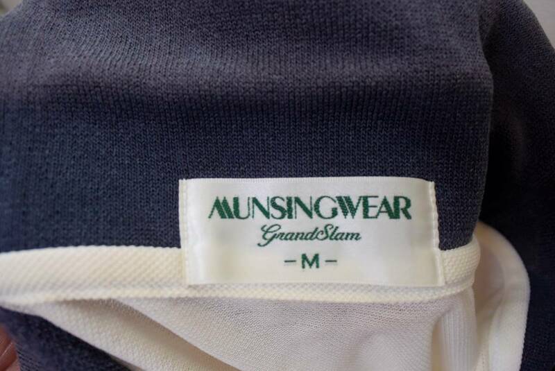 【VE-09】Munsingwear マンシング ゴルフ ウェア ワッペン風 刺しゅう 半袖ポロシャツ M 白 ホワイト 美品