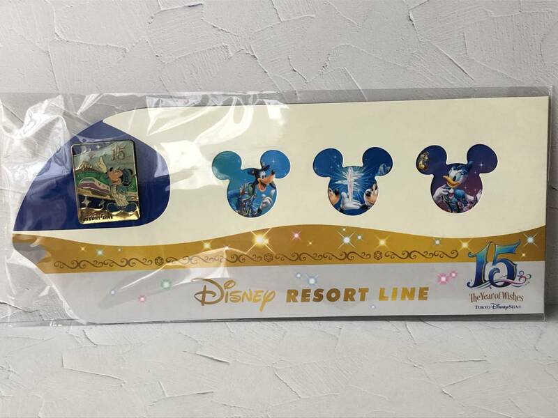 ＜新品・未使用＞Disney RESORT LINE ピンバッジ 台紙付き TDS 15th The Year of Wishes