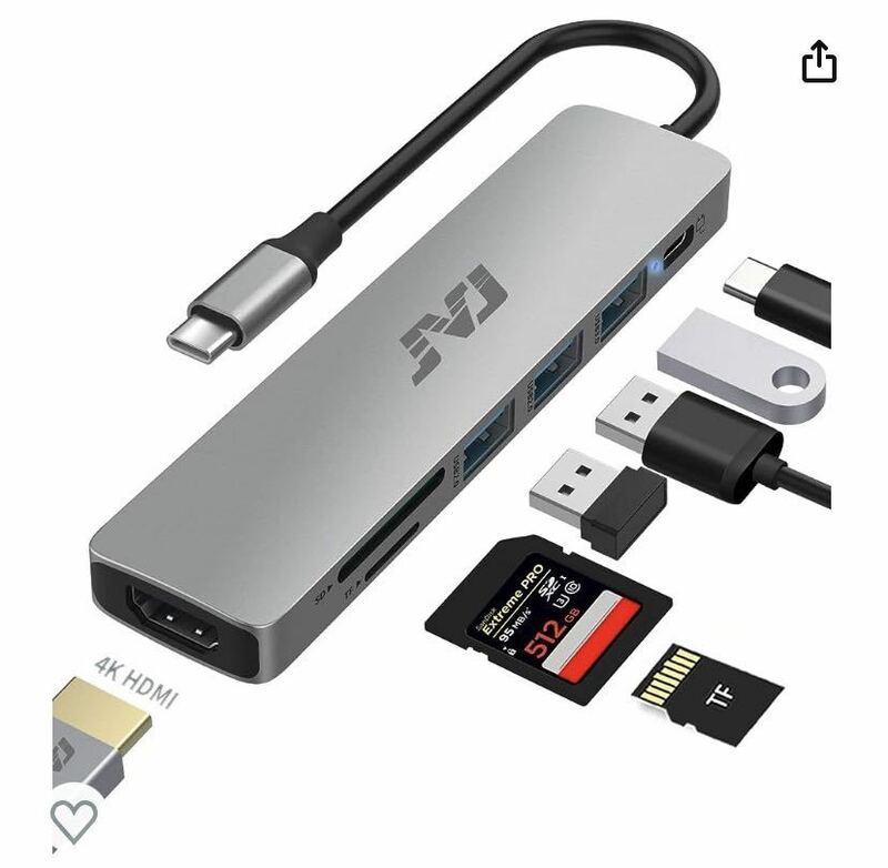 USB C ハブ 7-in-1 BB543 USBC 変換アダプタ タイプc ハブ [ 4K HDMI/PD急速充電/ USB3.0/2.0/ SD/MicroSD ] type cハブ
