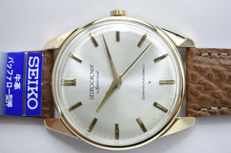 内部部品GS 1st同じ☆1963年製　 SEIKO CROWN Special　２３石 秒針規制装置搭載　手巻紳士腕時計　K14金張高級仕様　美品