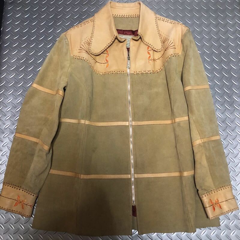 70s Vintage CHAR Suede Jacket Mexico 刺繍 ビーズ ビンテージ スエードジャケット メキシコ ヒッピー サーファー