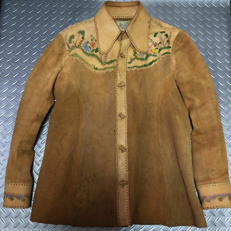 70s Vintage CHAR Suede Jacket Mexico 刺繍 ビーズ ビンテージ スエードジャケット メキシコ ヒッピー ②