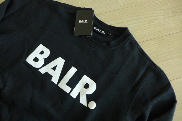 即決 美品 ボーラー BALR 上質素材の超定番人気トレーナー スウェット ブラック ロゴプリント Ｌサイズ