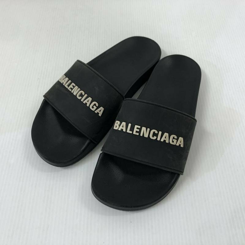 TEI【現状渡し品】 BALENCIAGA POOL MEN ブラック サイズ27.5 サンダル スライド 〈164-231019-YO-34-TEI〉