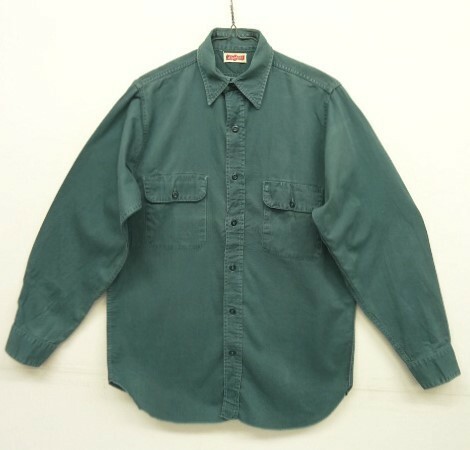 60s ヴィンテージ USA製 STEPHENS コットン100% マチ付き ワークシャツ ダークグリーン VINTAGE 60年代 アメリカ製