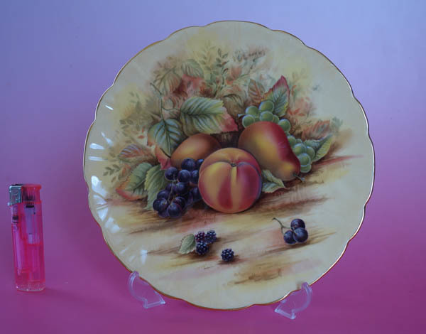 エインズレイ　オーチャードゴールド　デザート　プレート　飾り皿　英国製　AYNSLEY 　２１ｃｍ　 ロイヤルオーチャードゴールド 輪花