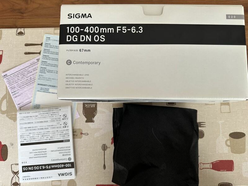 sigma シグマ sigma 100-400mm f5-6.3 dg dn os Sony Eマウント　元箱 マニュアル　取説 未記入保証書、レンズありません