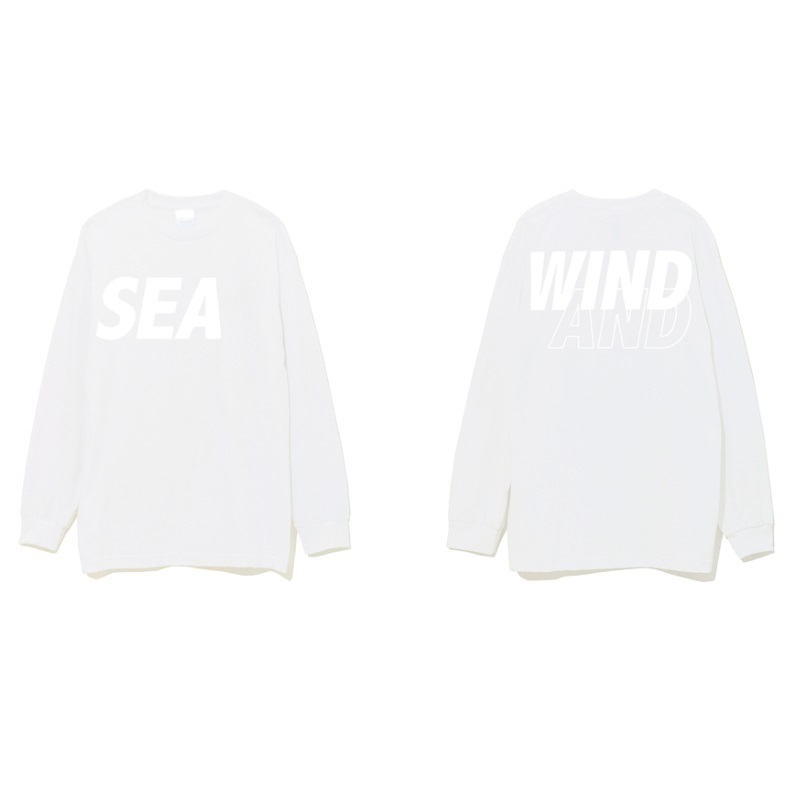 新品 WIND AND SEA ビッグ ロゴ ロング Tシャツ ロンT 白 L ウィンダンシー WDS