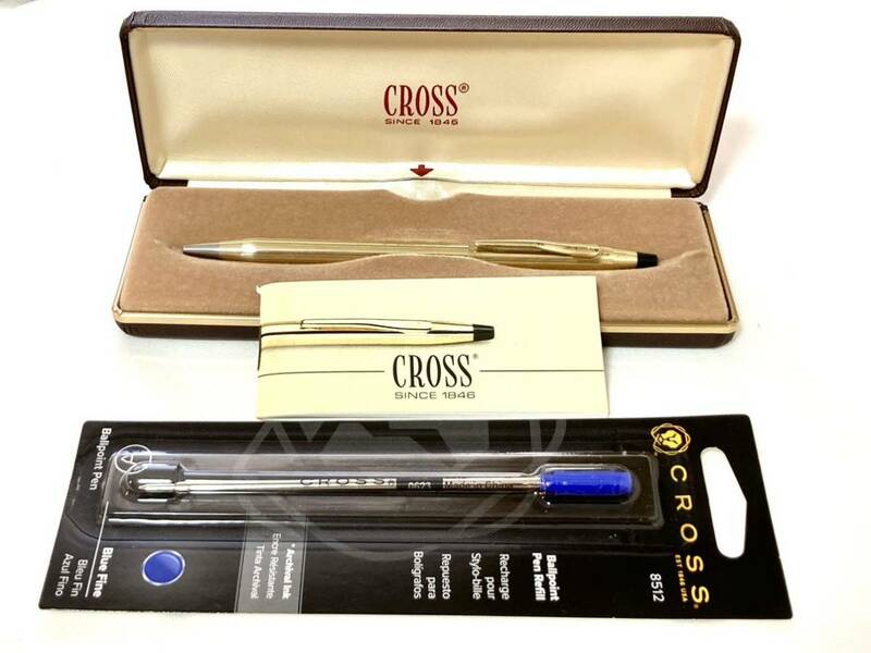 【超美品】CROSS クロス クラシックセンチュリー 10金張 ボールペン 青純正リフィル付