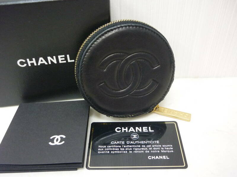 CHANEL シャネル レザー コインケース カメリア ココマーク ラムスキン 小銭入れ ノワール ブラック 黒 a