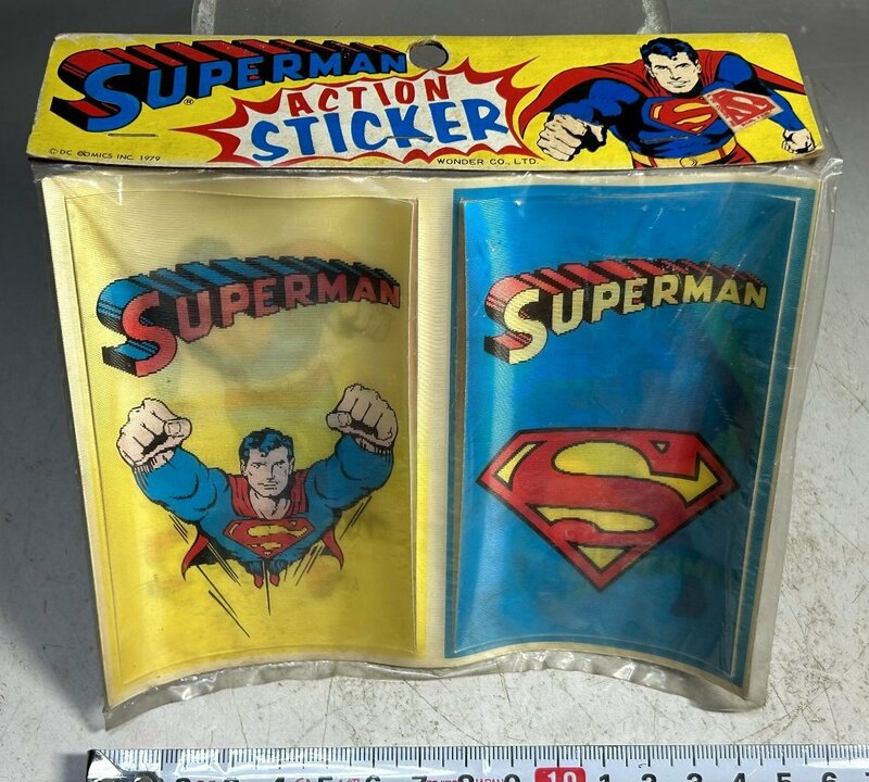 スーパーマン　1979年　当時物　アクション　ステッカー　フォノグラム　立体チェンジ　シール　デッドストック　レア　ビンテージ