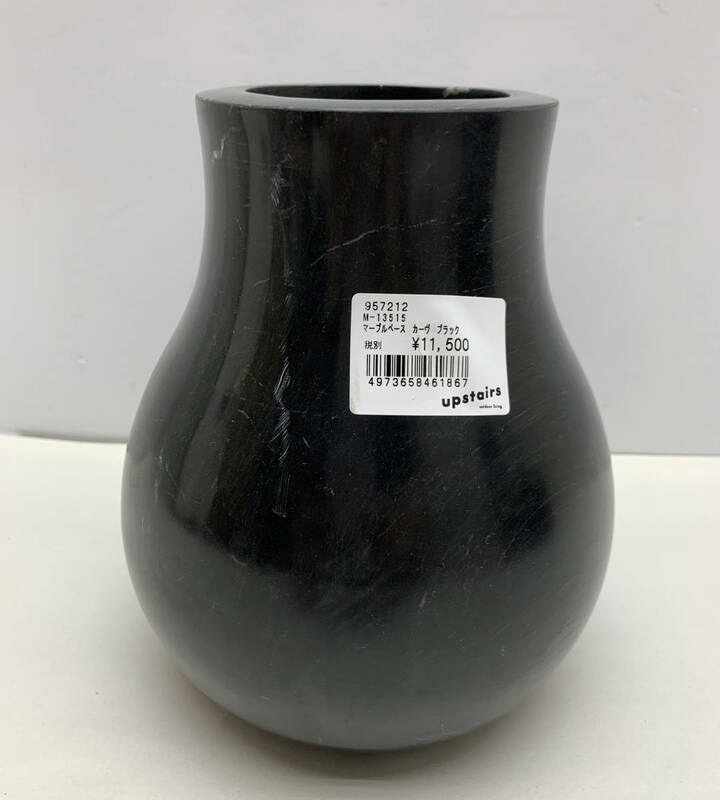 CLOVER(クローバー)マーブルベース かーヴ ブラック フラワーベース Φ9.5×H18.5cm 花瓶 オブジェ 重厚感