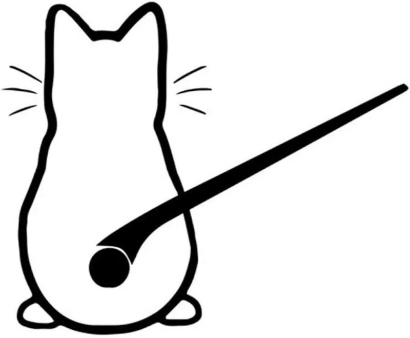 27-7 ワイパー リアガラス ステッカー 猫 しっぽ おもしろ 車用 窓 かわいい 防水 面白い ネコ キャット アニマル 黒 ブラック